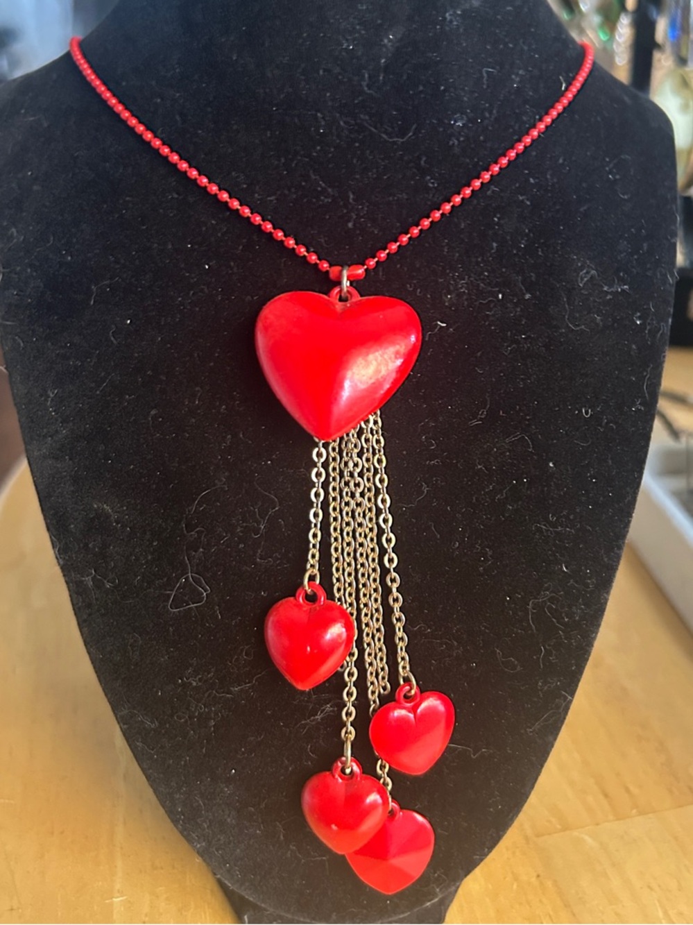 & Other Stories Vintage Red Heart Tassel Necklace